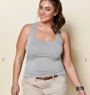 New with tags, VENUS Gray Square Neck Ruched Side Tank Top, Size 2X